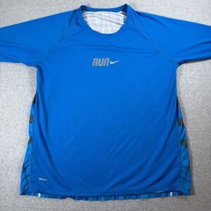 Nike Run Men's ‎ Dri-FIT Running Shirt Athletic Top Activewear Blue XL